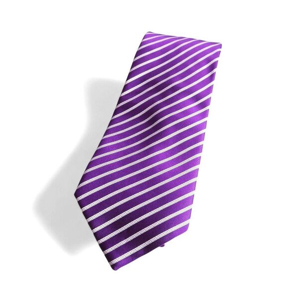 Donald J Trump Signature Collection Diagonal Striped Silk Tie Purple / White - Picture 1 of 6